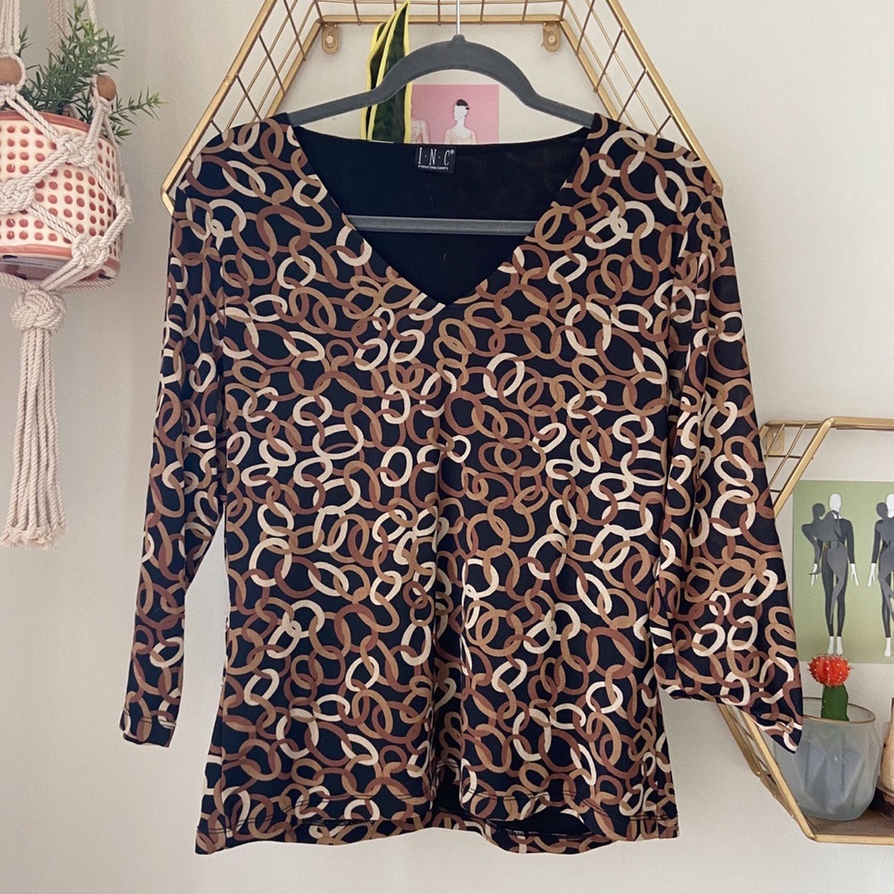 Vintage brown chain detail blouse